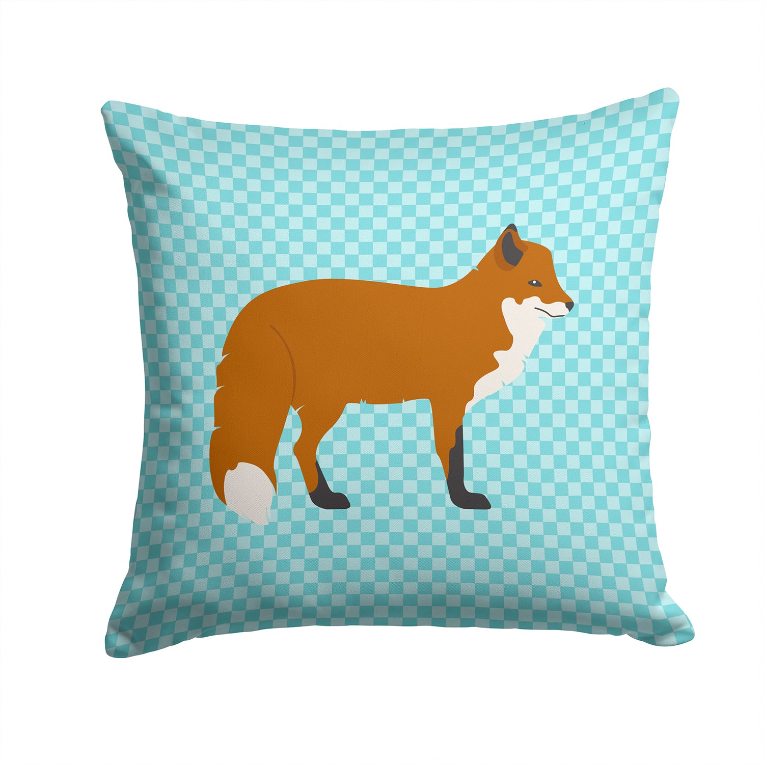 Red Fox Blue Check Fabric Decorative Pillow BB8050PW1414 - the-store.com