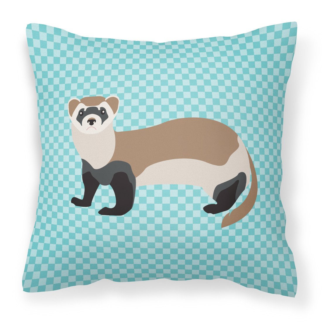 Ferret Blue Check Fabric Decorative Pillow BB8052PW1818 by Caroline's Treasures