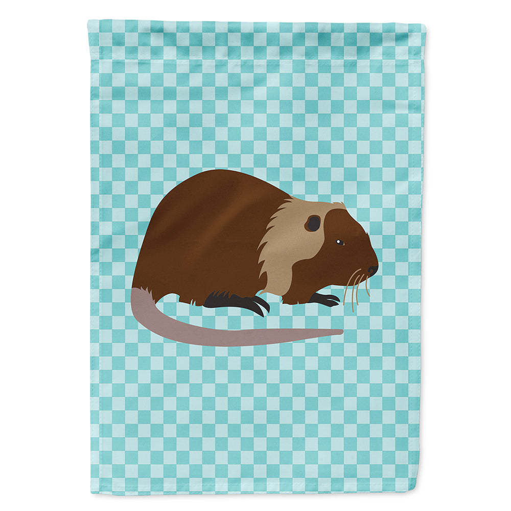 Coypu Nutria River Rat Blue Check Flag Canvas House Size BB8053CHF  the-store.com.