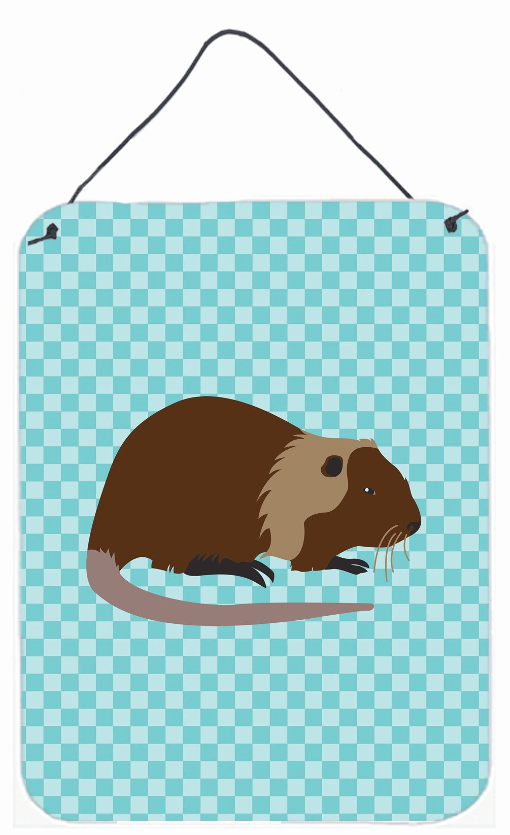 Coypu Nutria River Rat Blue Check Wall or Door Hanging Prints BB8053DS1216 by Caroline's Treasures