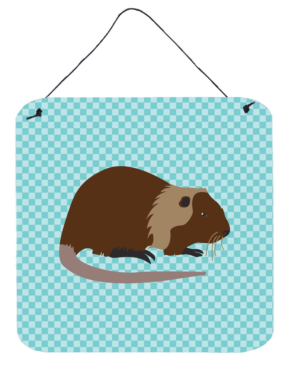 Coypu Nutria River Rat Blue Check Wall or Door Hanging Prints BB8053DS66 by Caroline's Treasures