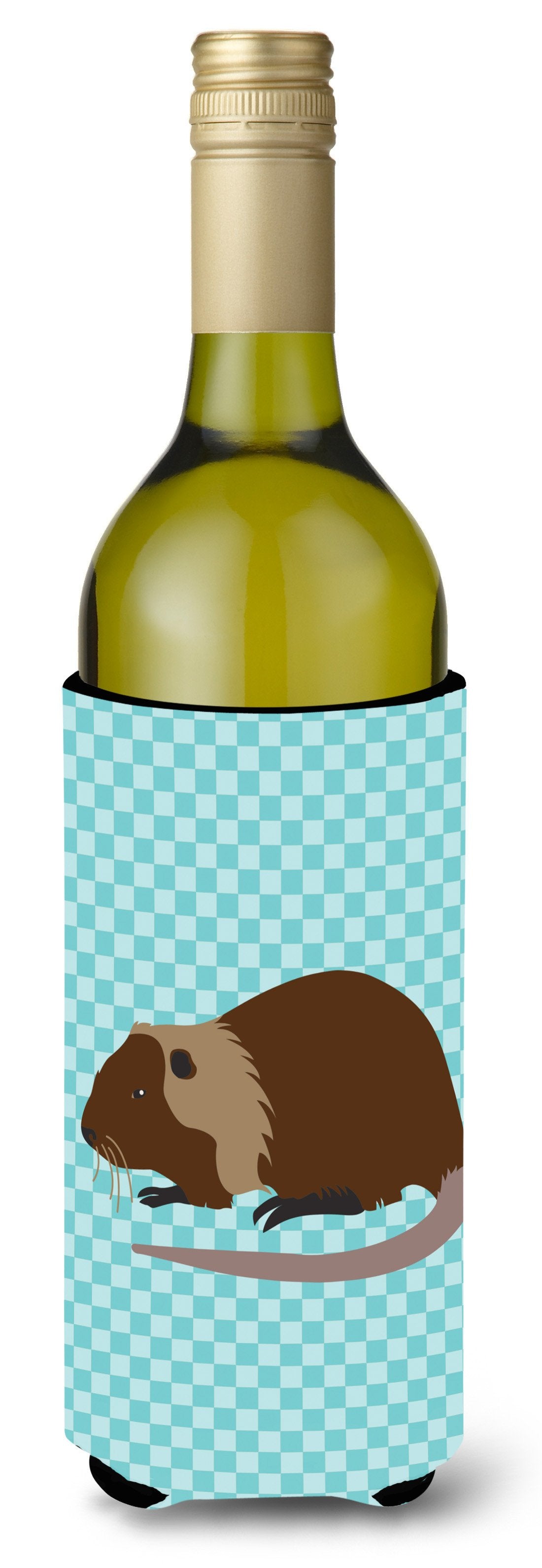 Coypu Nutria River Rat Blue Check Wine Bottle Beverge Insulator Hugger BB8053LITERK by Caroline's Treasures