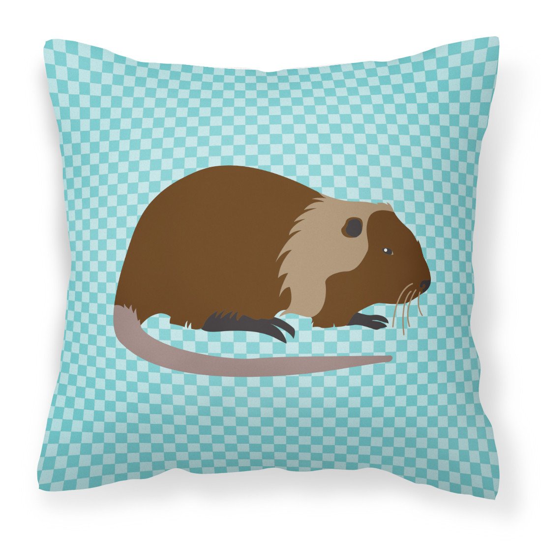 Coypu Nutria River Rat Blue Check Fabric Decorative Pillow BB8053PW1818 by Caroline&#39;s Treasures