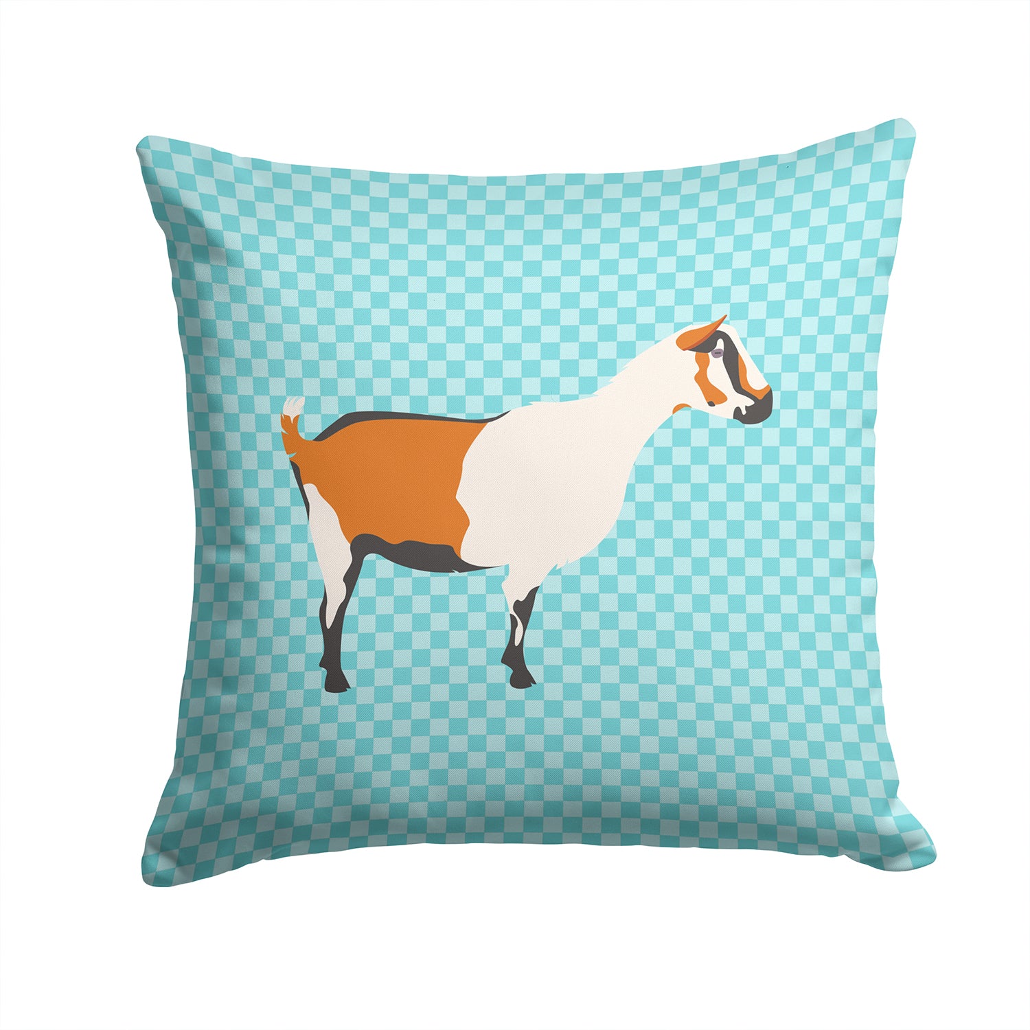 Alpine Goat Blue Check Fabric Decorative Pillow BB8054PW1414 - the-store.com