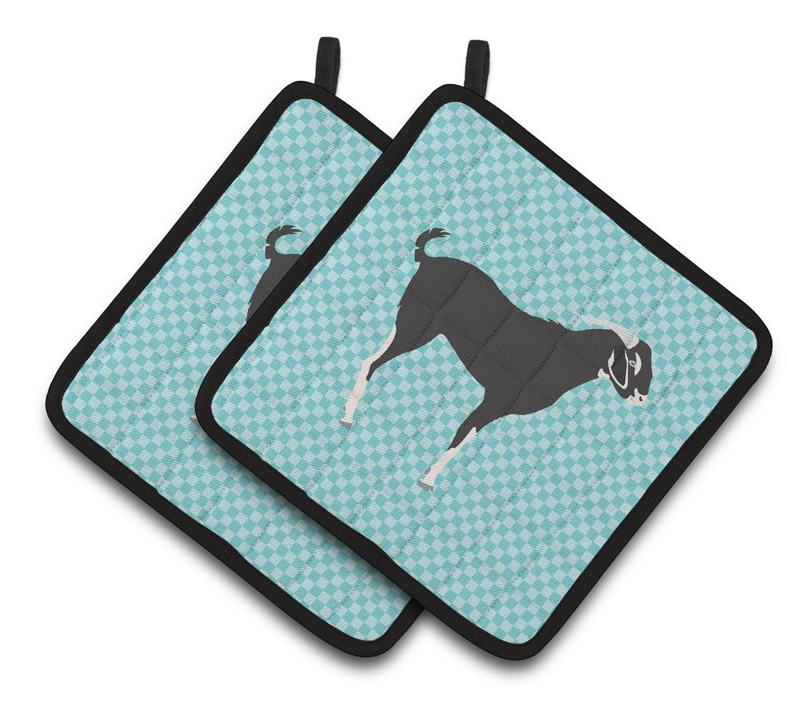 Black Bengal Goat Blue Check Pair of Pot Holders BB8058PTHD by Caroline's Treasures