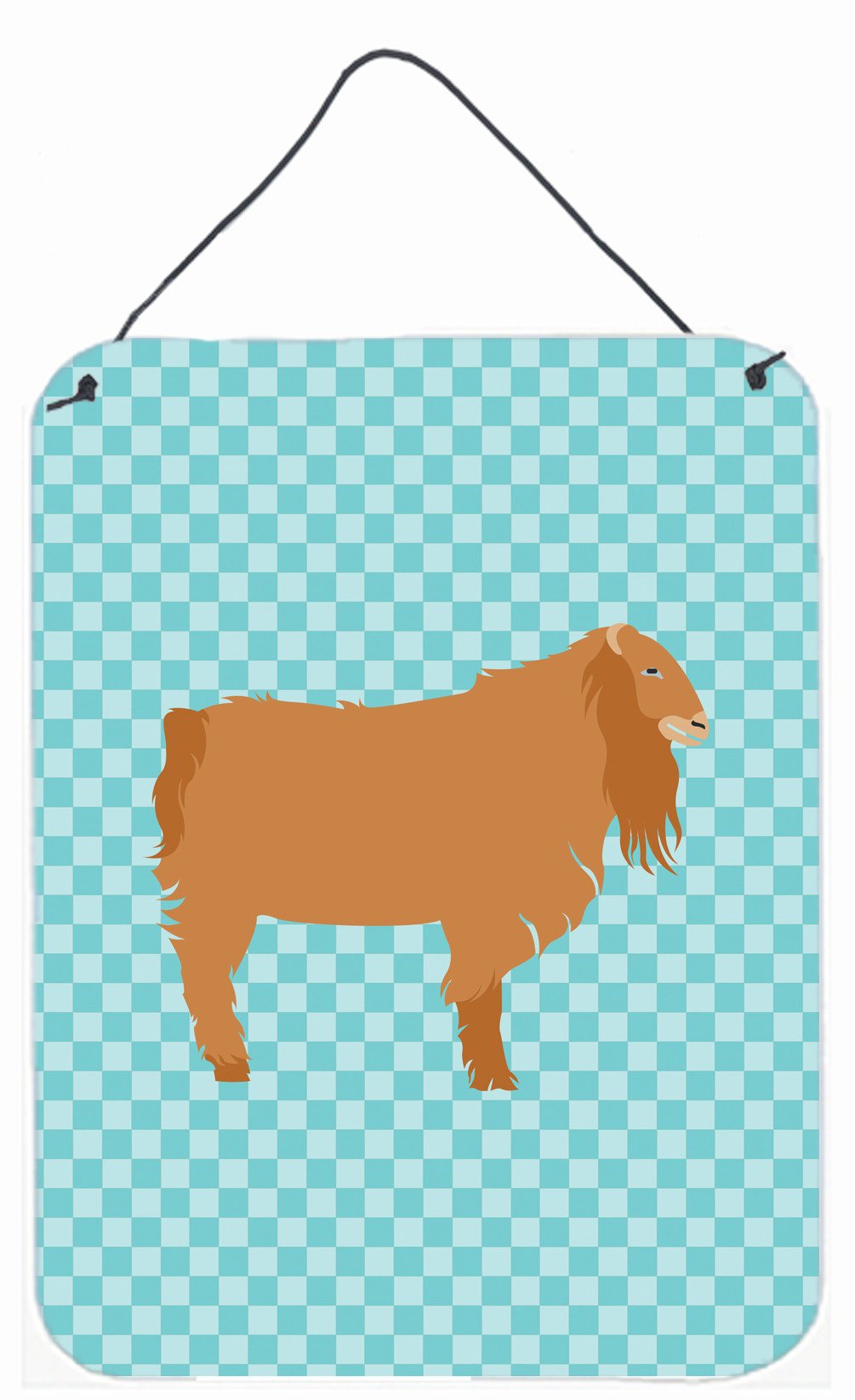 American Lamancha Goat Blue Check Wall or Door Hanging Prints BB8059DS1216 by Caroline&#39;s Treasures