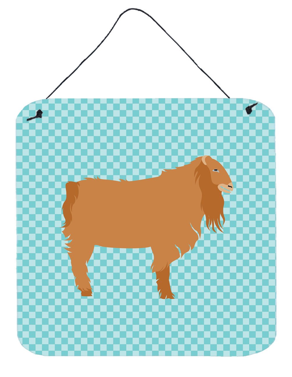 American Lamancha Goat Blue Check Wall or Door Hanging Prints BB8059DS66 by Caroline&#39;s Treasures