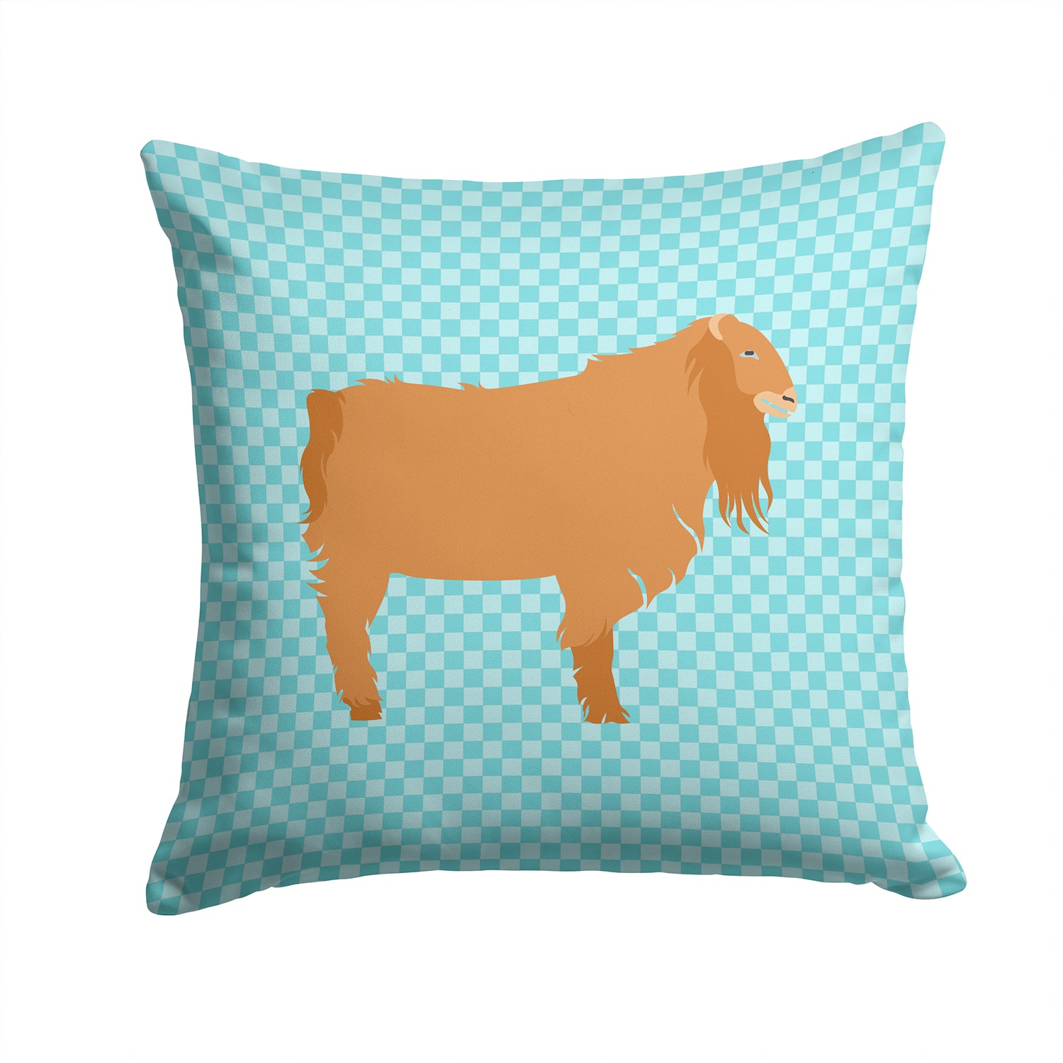 American Lamancha Goat Blue Check Fabric Decorative Pillow BB8059PW1414 - the-store.com