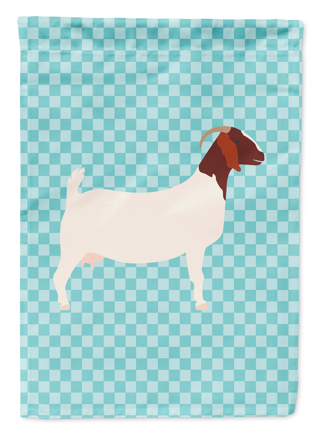 Boer Goat Blue Check Flag Garden Size  the-store.com.