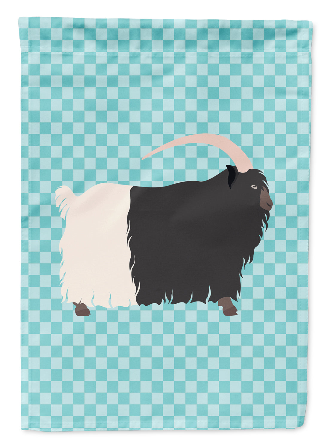 Welsh Black-Necked Goat Blue Check Flag Garden Size  the-store.com.