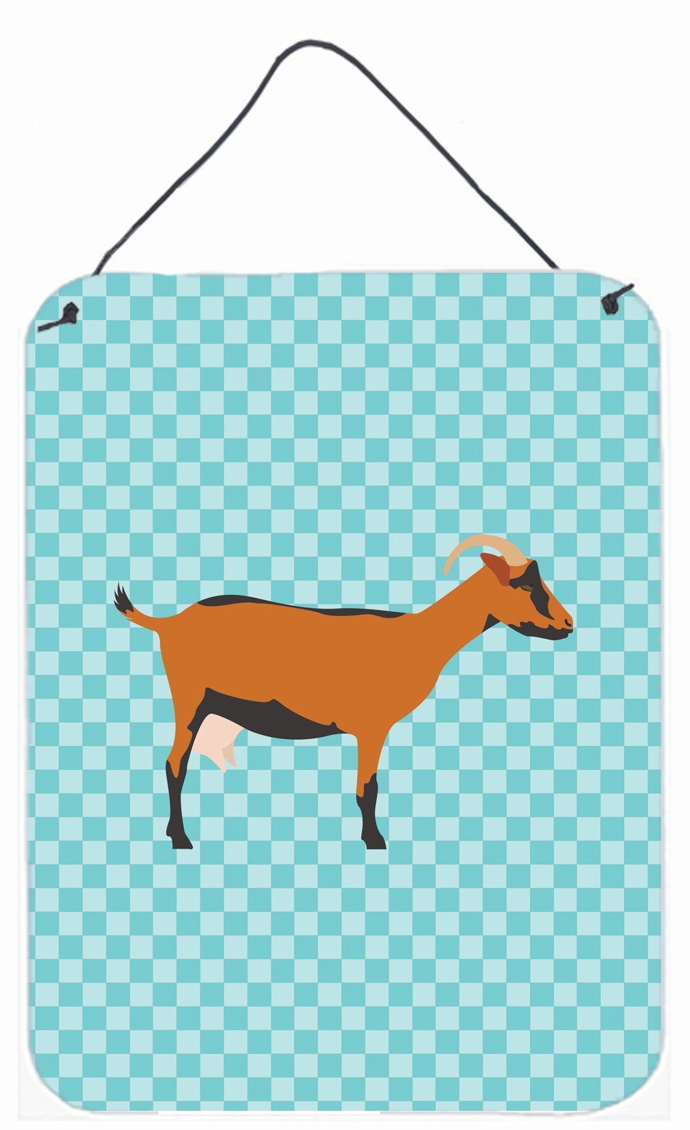 Oberhasli Goat Blue Check Wall or Door Hanging Prints BB8062DS1216 by Caroline's Treasures