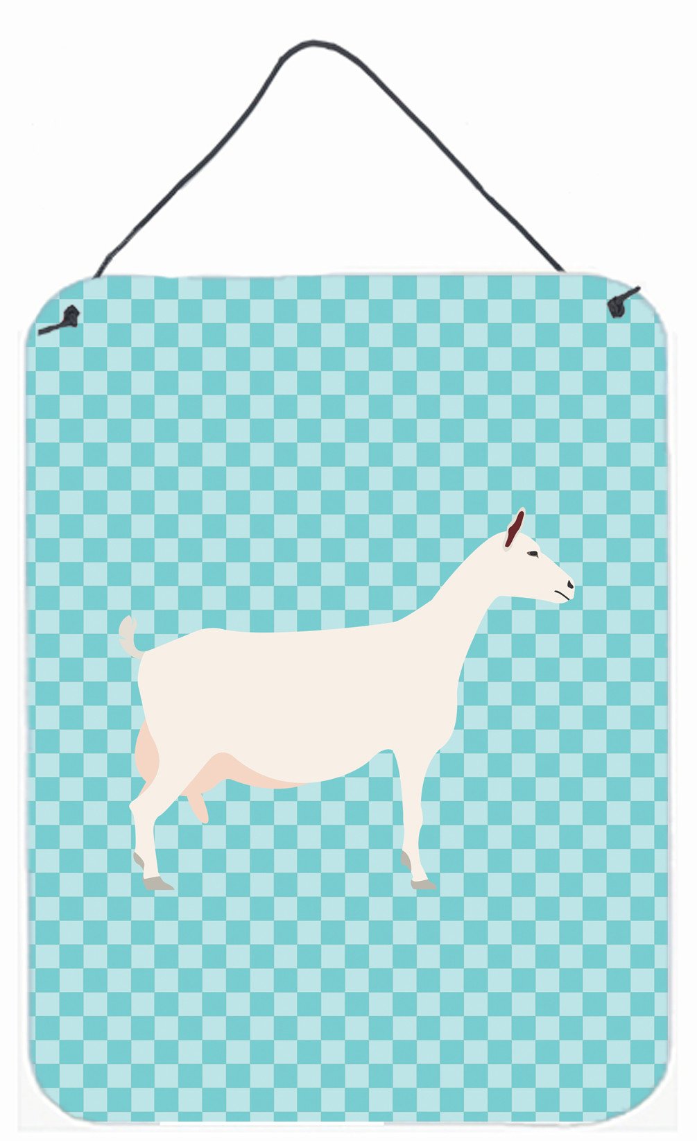 Saanen Goat Blue Check Wall or Door Hanging Prints BB8063DS1216 by Caroline's Treasures