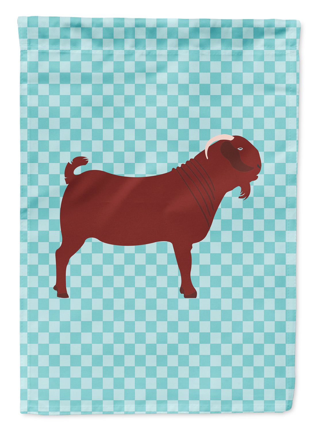 Kalahari Red Goat Blue Check Flag Garden Size  the-store.com.