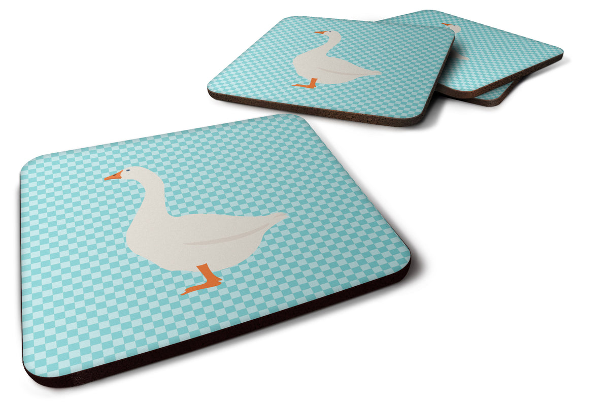 Embden Goose Blue Check Foam Coaster Set of 4 BB8066FC - the-store.com