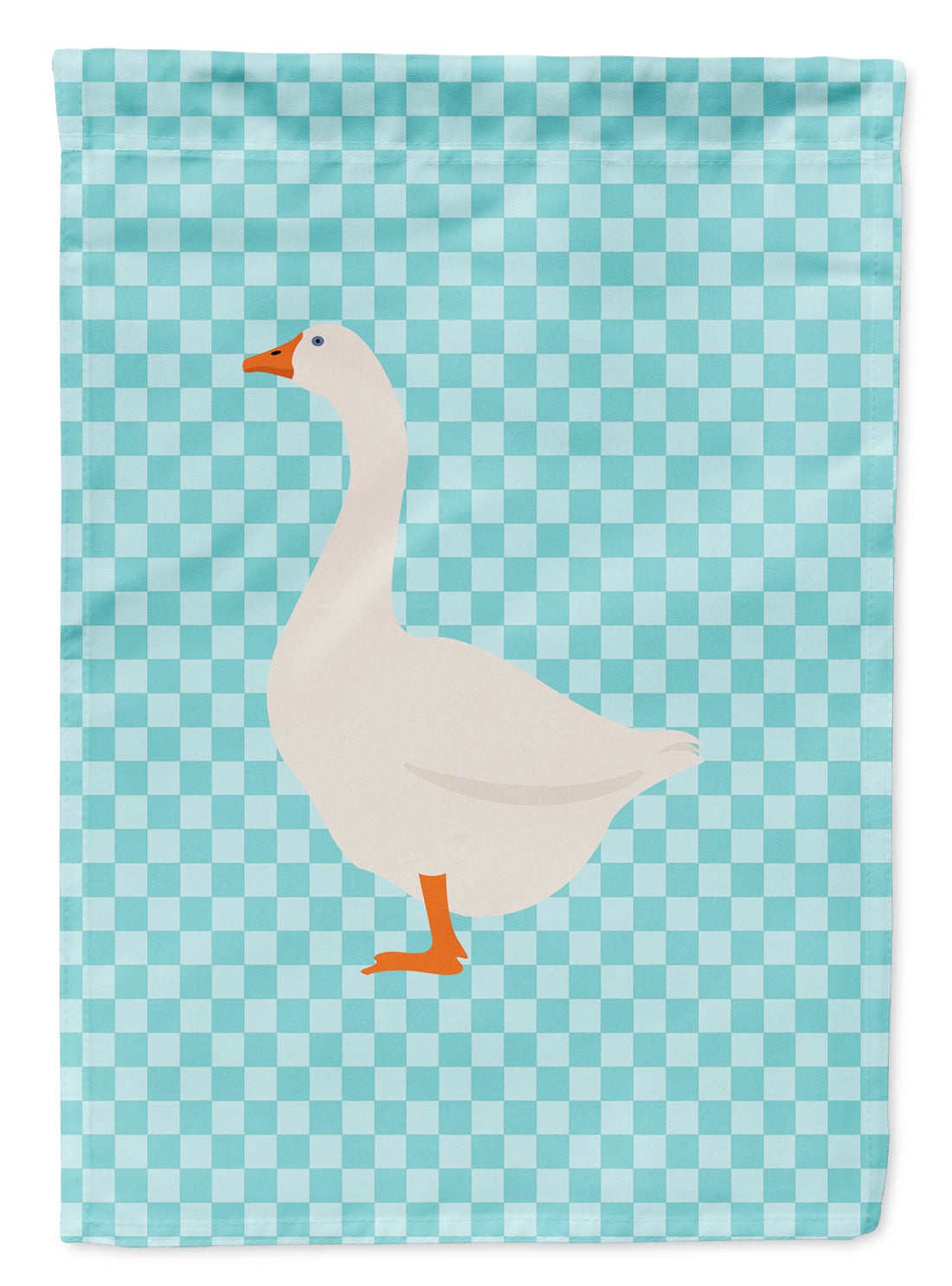 Embden Goose Blue Check Flag Garden Size  the-store.com.