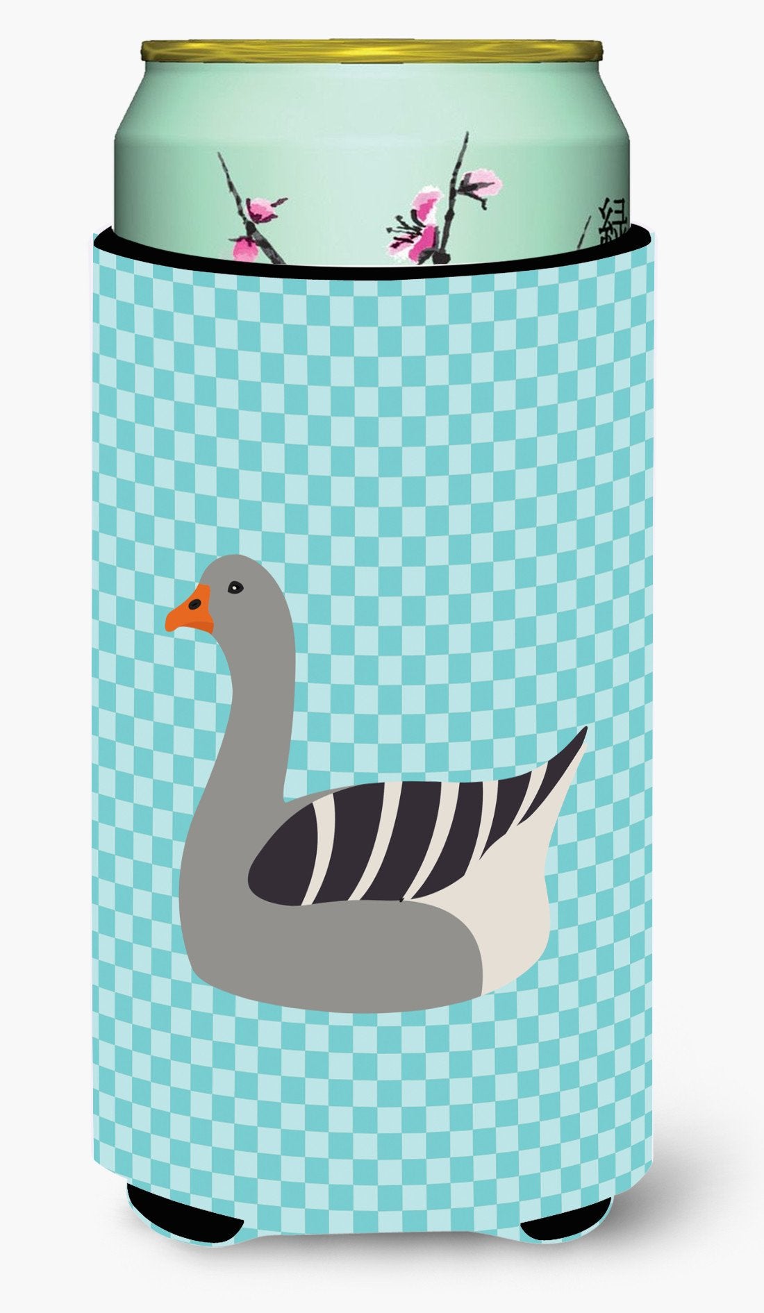 Pilgrim Goose Blue Check Tall Boy Beverage Insulator Hugger BB8067TBC by Caroline's Treasures