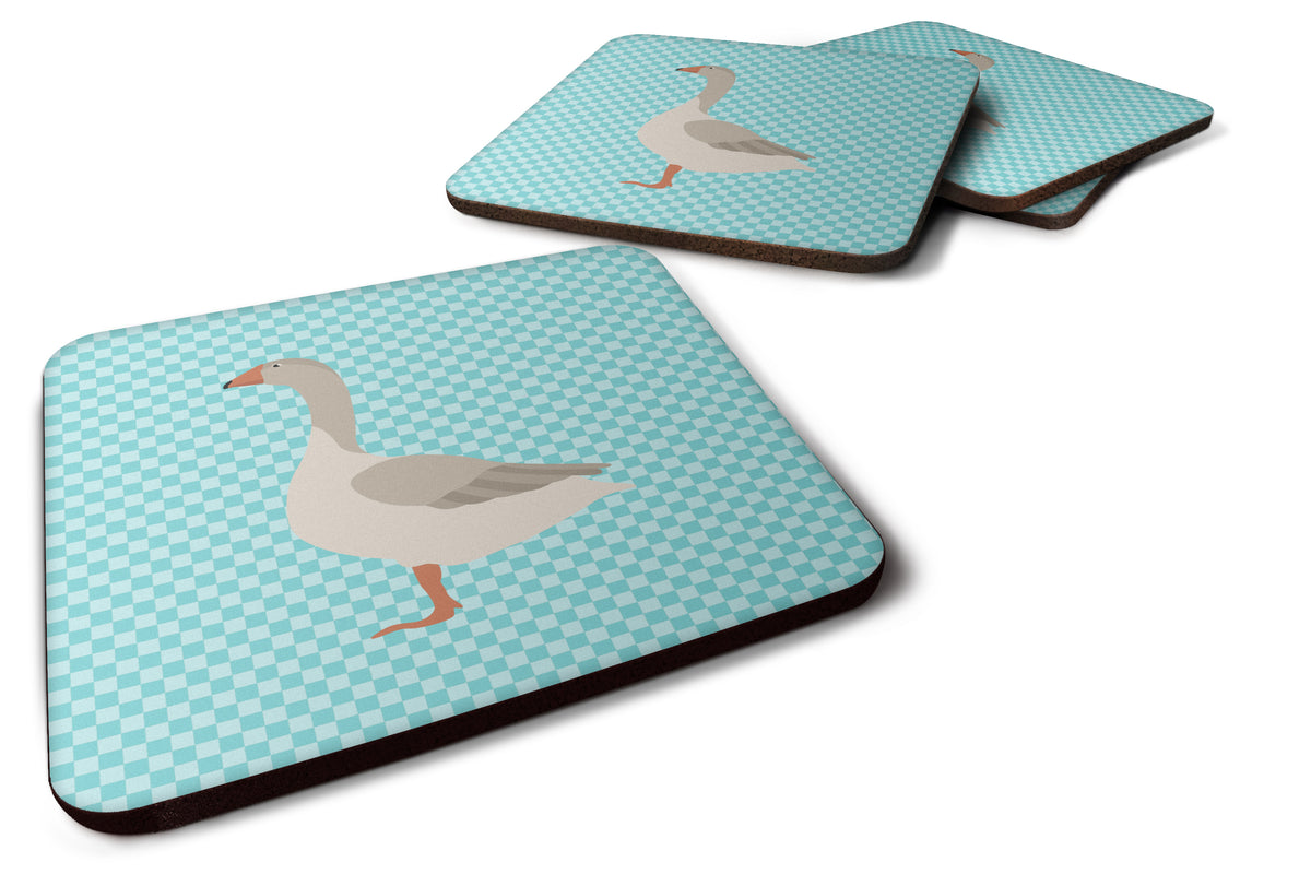 Steinbacher Goose Blue Check Foam Coaster Set of 4 BB8068FC - the-store.com