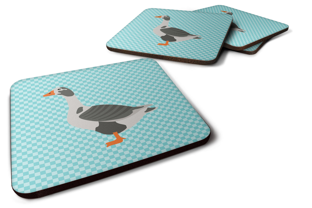 West of England Goose Blue Check Foam Coaster Set of 4 BB8069FC - the-store.com