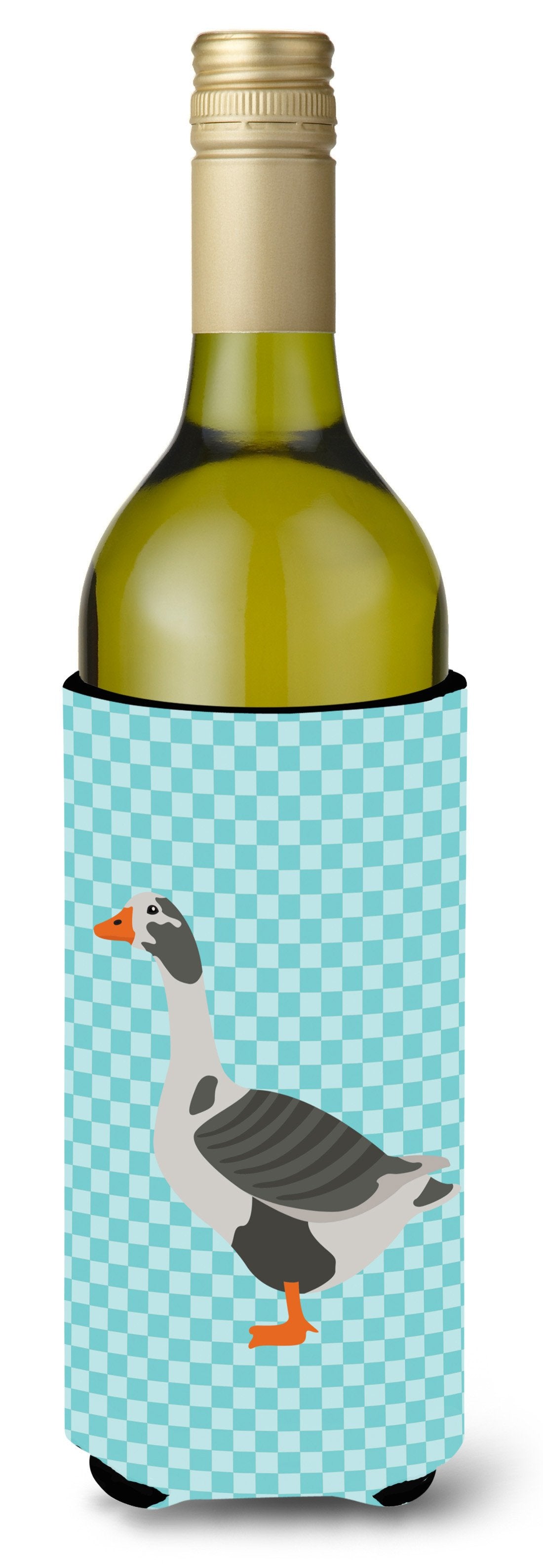 West of England Goose Blue Check Wine Bottle Beverge Insulator Hugger BB8069LITERK by Caroline&#39;s Treasures