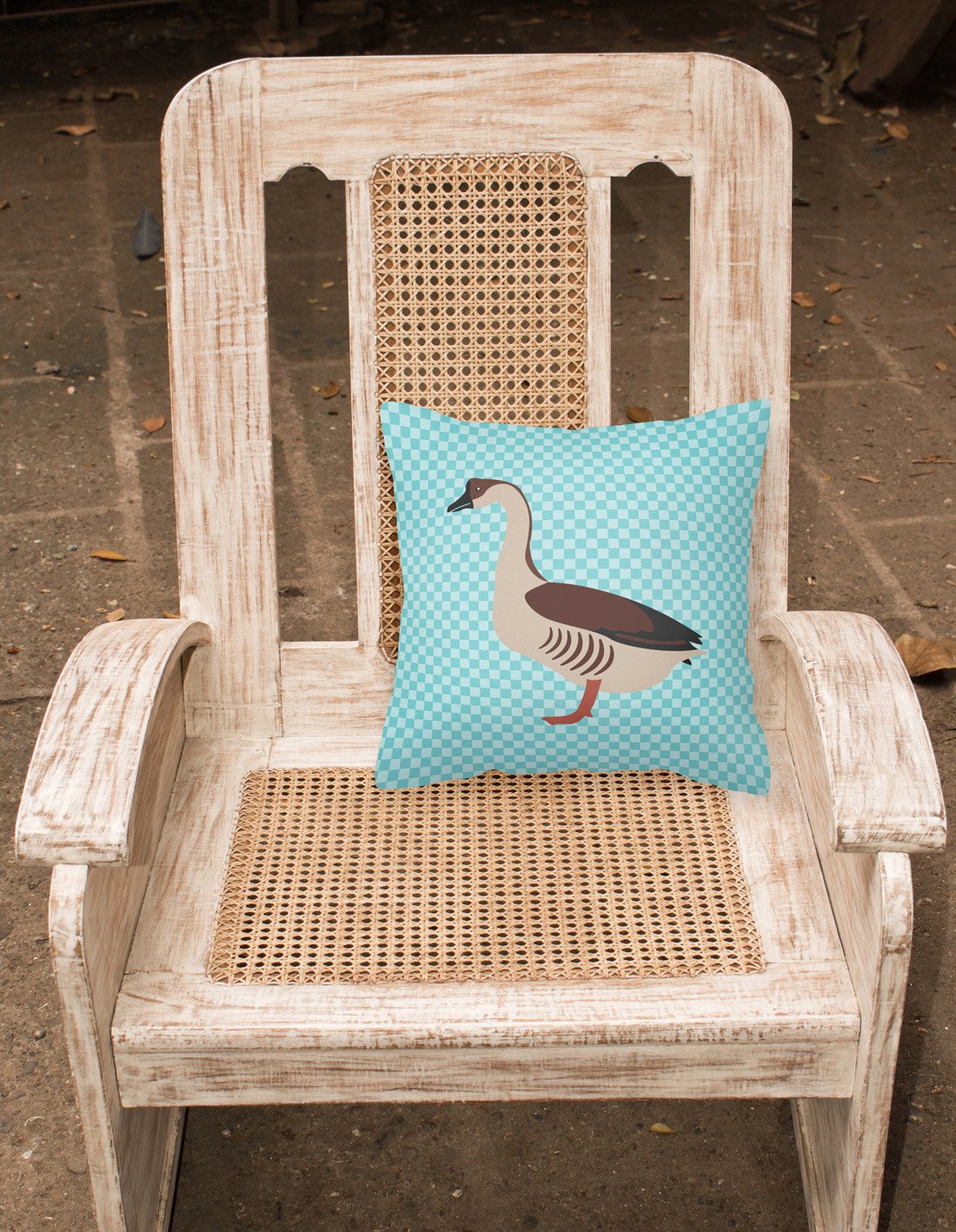 Chinese Goose Blue Check Fabric Decorative Pillow BB8070PW1818 by Caroline's Treasures