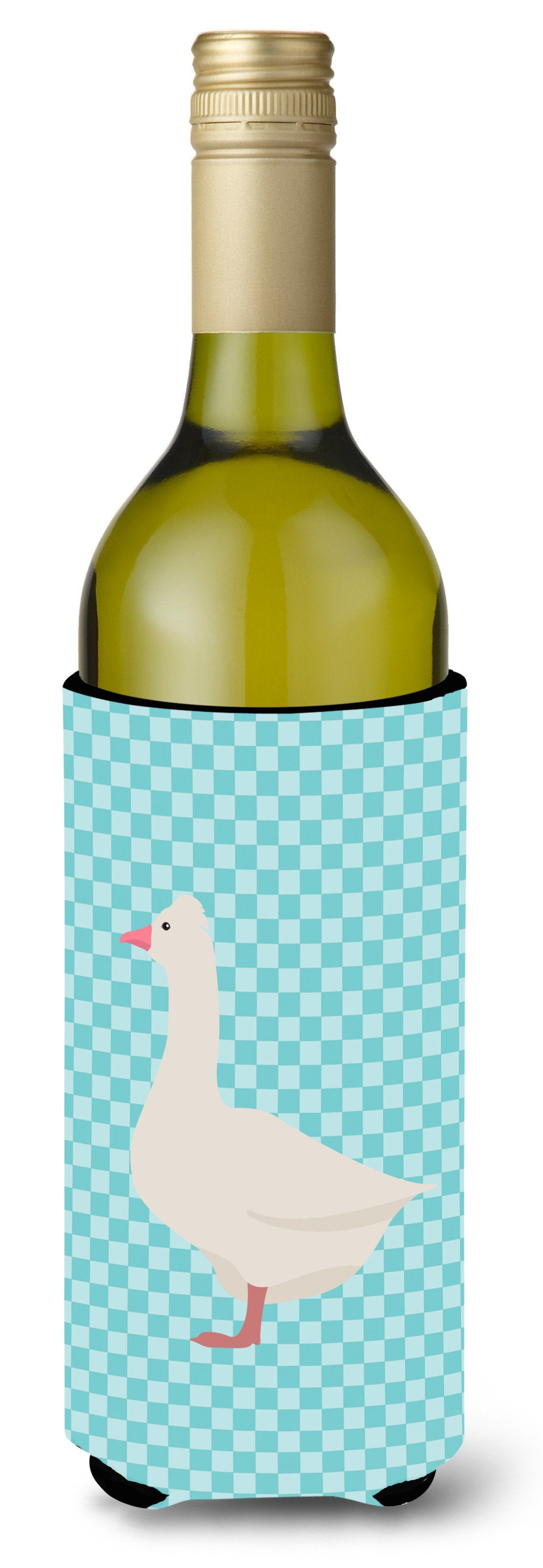 Roman Goose Blue Check Wine Bottle Beverge Insulator Hugger BB8072LITERK by Caroline's Treasures