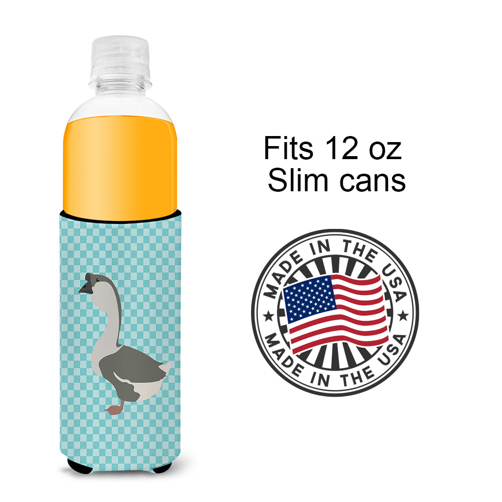 African Goose Blue Check  Ultra Hugger for slim cans  the-store.com.