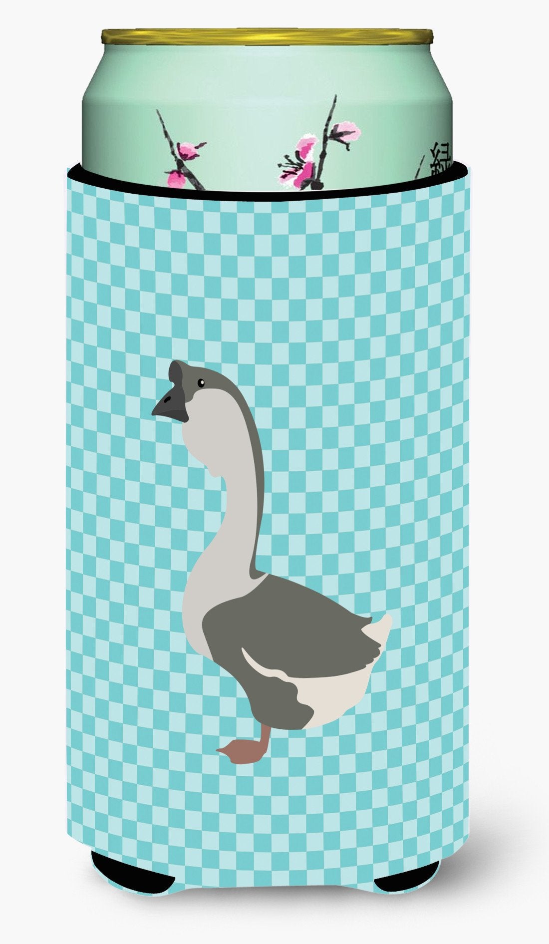 African Goose Blue Check Tall Boy Beverage Insulator Hugger BB8073TBC by Caroline's Treasures