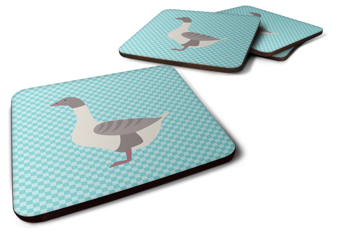 Buff Grey Back Goose Blue Check Foam Coaster Set of 4 BB8075FC - the-store.com