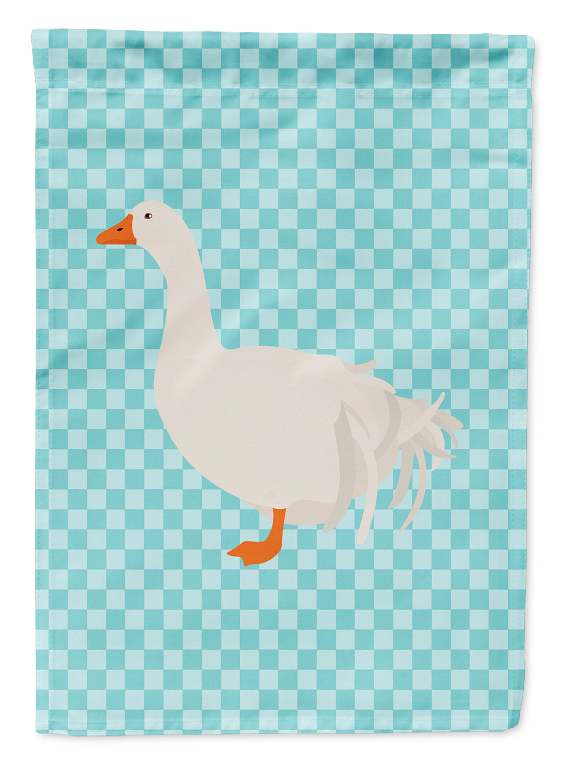 Sebastopol Goose Blue Check Flag Garden Size  the-store.com.