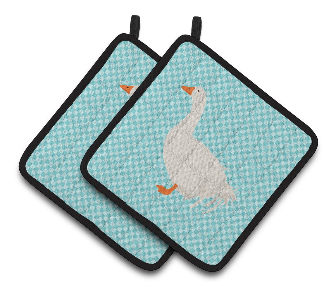 Sebastopol Goose Blue Check Pair of Pot Holders BB8076PTHD by Caroline's Treasures