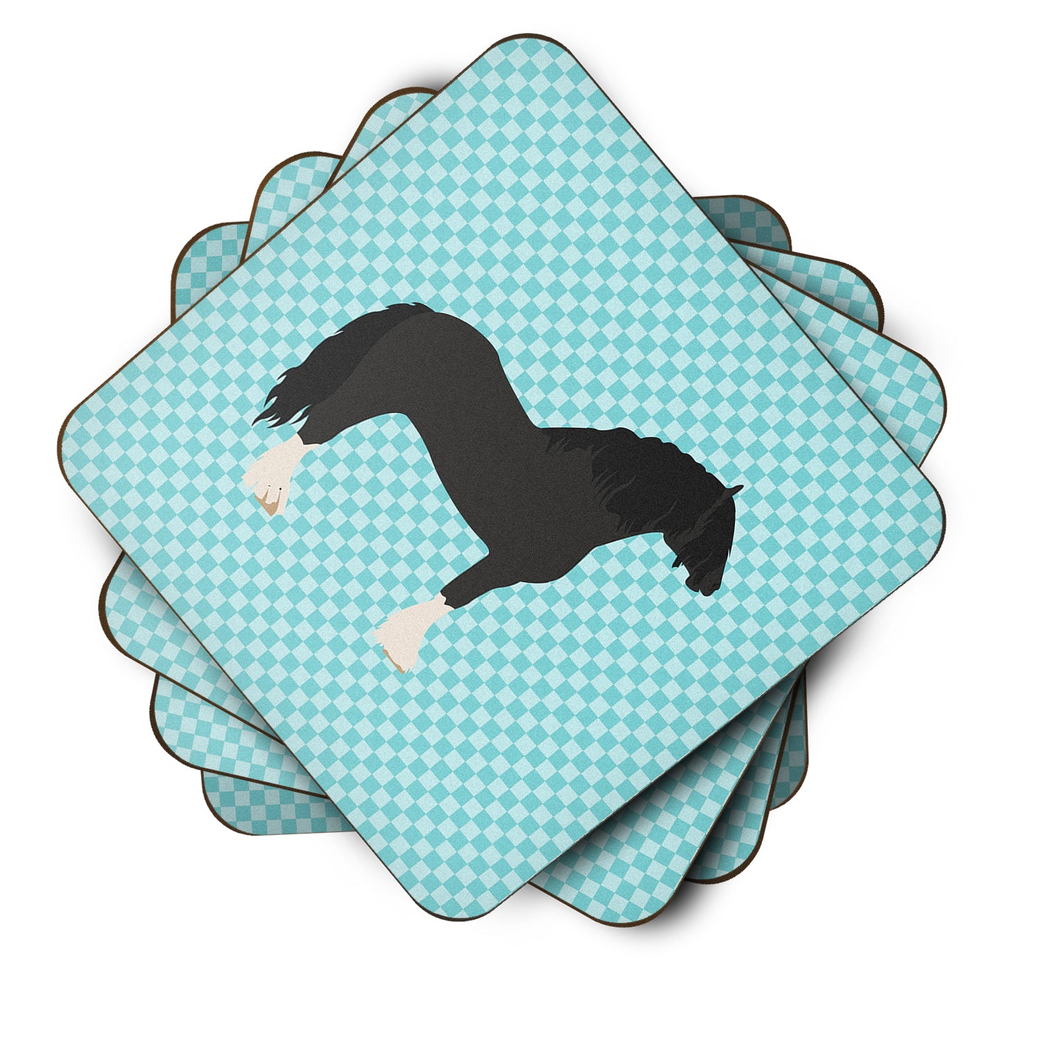 Pomeranian Rogener Goose Blue Check Foam Coaster Set of 4 BB8078FC - the-store.com