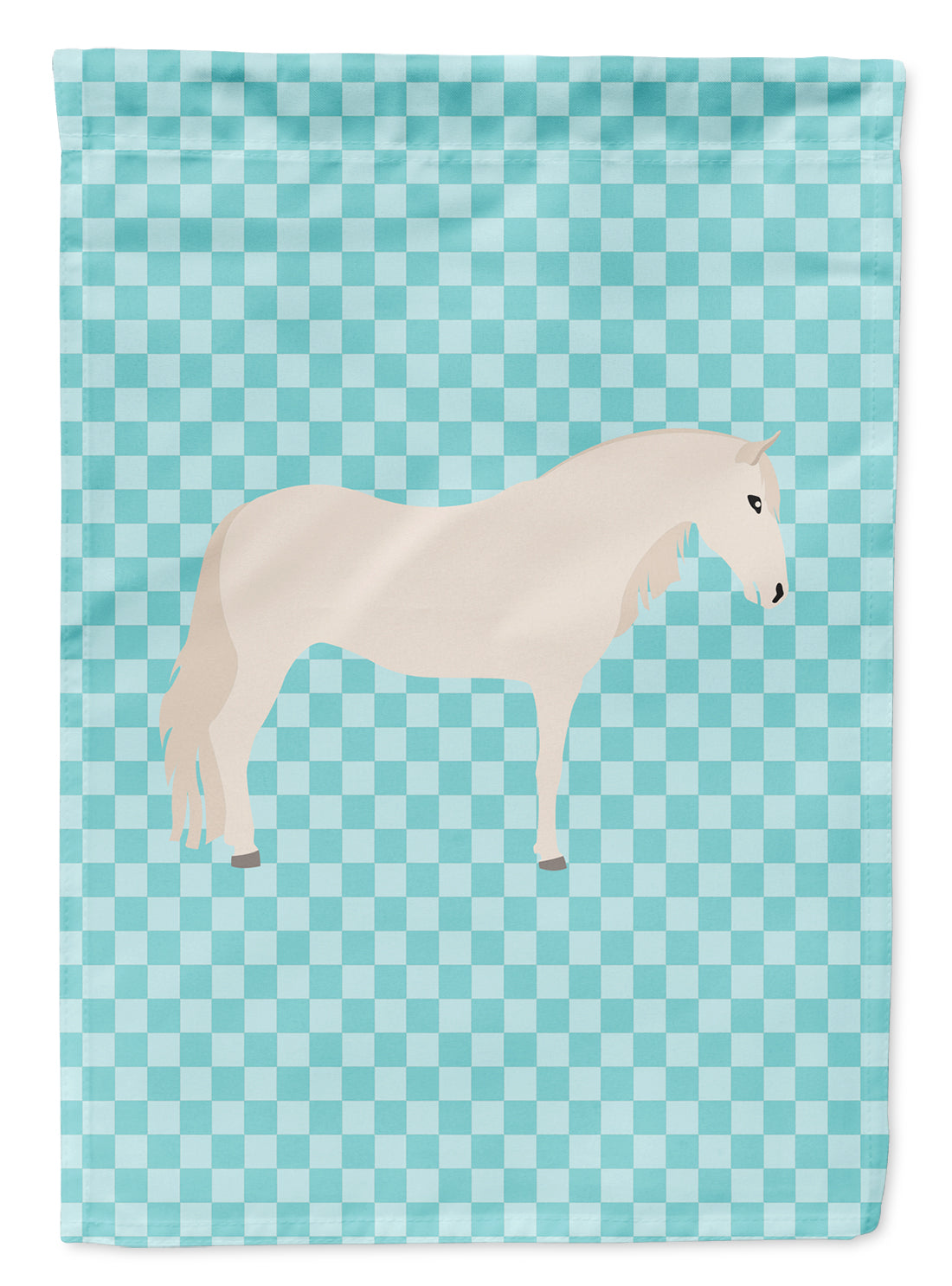 Paso Fino Horse Blue Check Flag Garden Size  the-store.com.