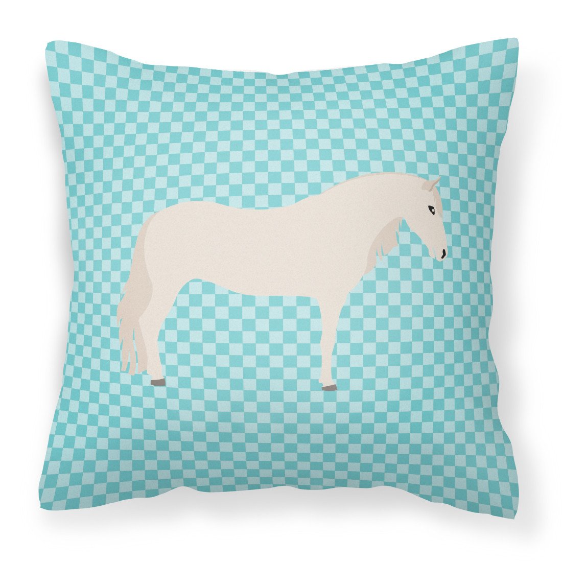 Paso Fino Horse Blue Check Fabric Decorative Pillow BB8079PW1818 by Caroline's Treasures