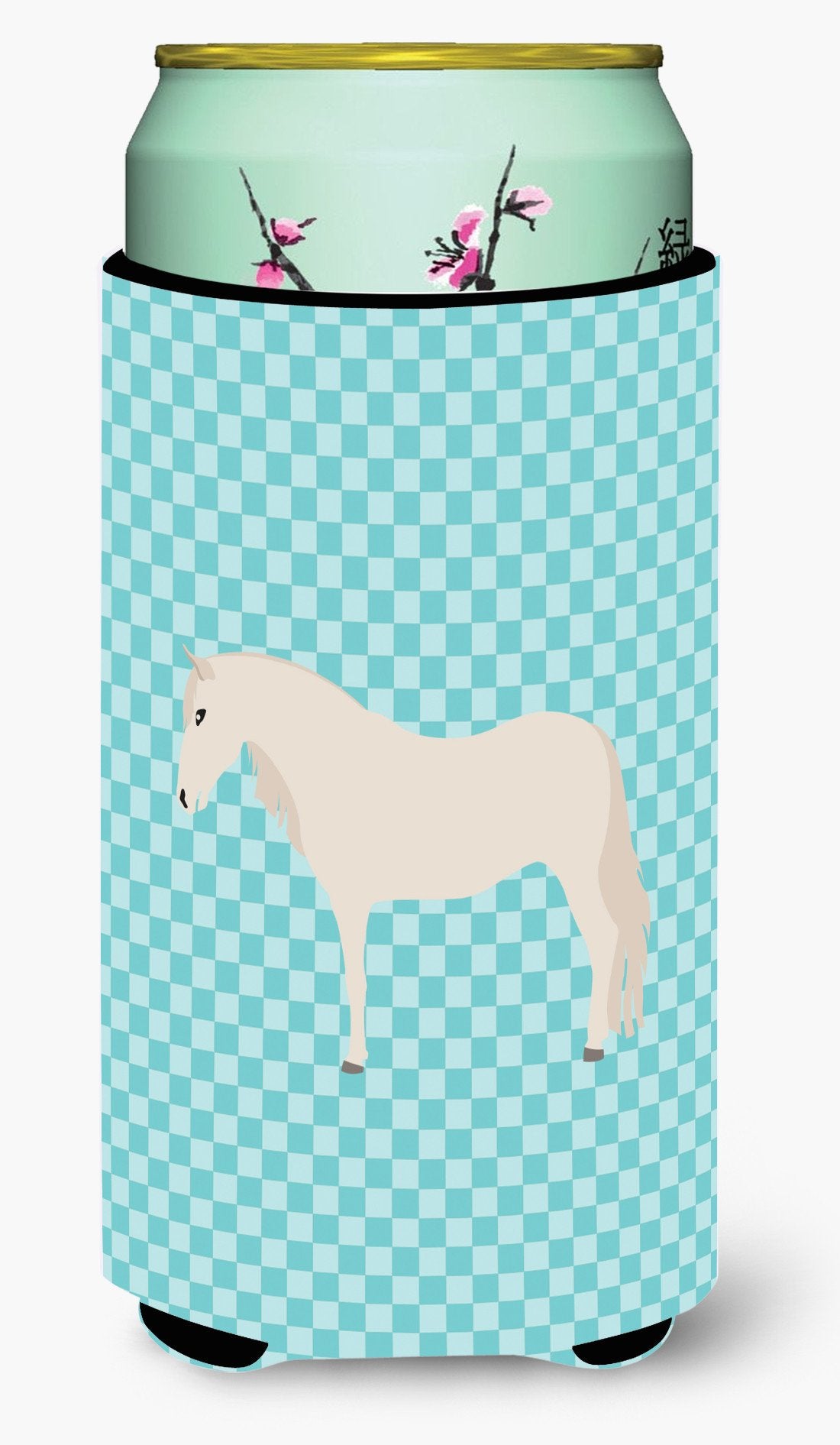 Paso Fino Horse Blue Check Tall Boy Beverage Insulator Hugger BB8079TBC by Caroline's Treasures