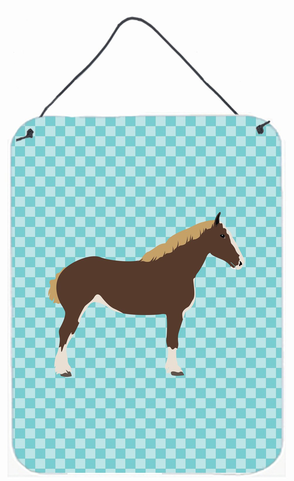 Percheron Horse Blue Check Wall or Door Hanging Prints BB8080DS1216 by Caroline's Treasures