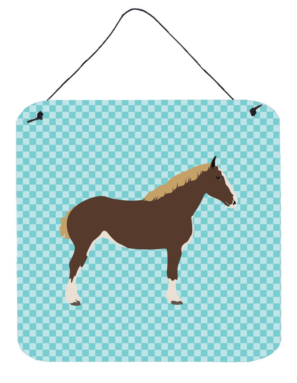 Percheron Horse Blue Check Wall or Door Hanging Prints BB8080DS66 by Caroline's Treasures