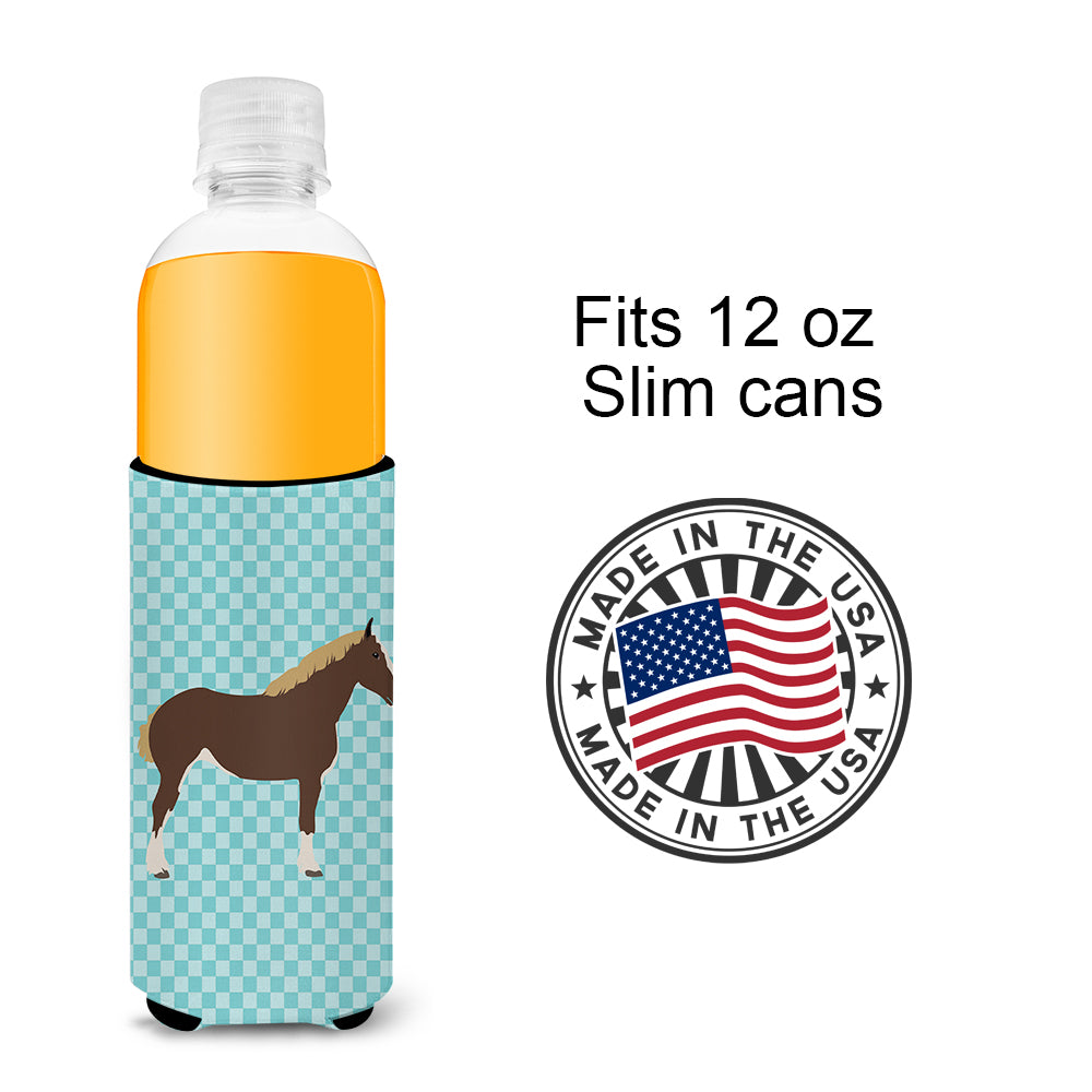 Percheron Horse Blue Check  Ultra Hugger for slim cans  the-store.com.