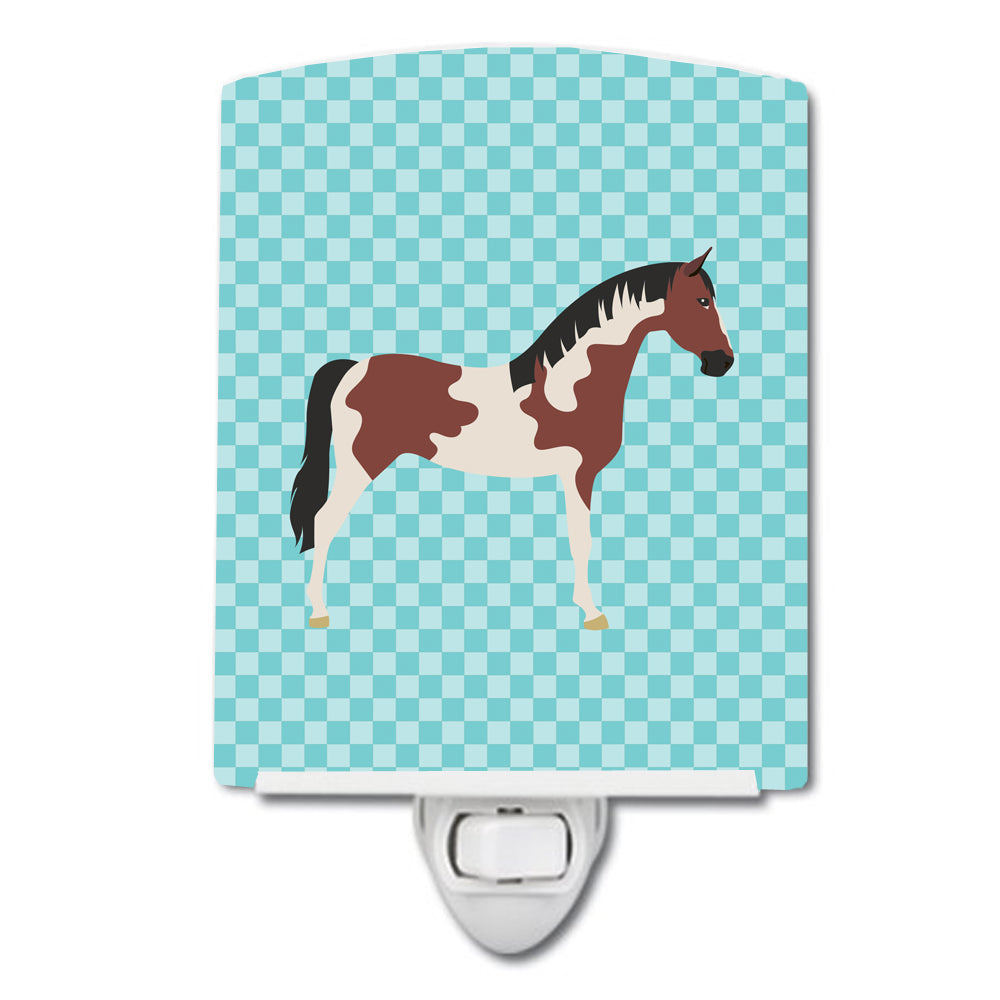 Pinto Horse Blue Check Ceramic Night Light BB8081CNL - the-store.com