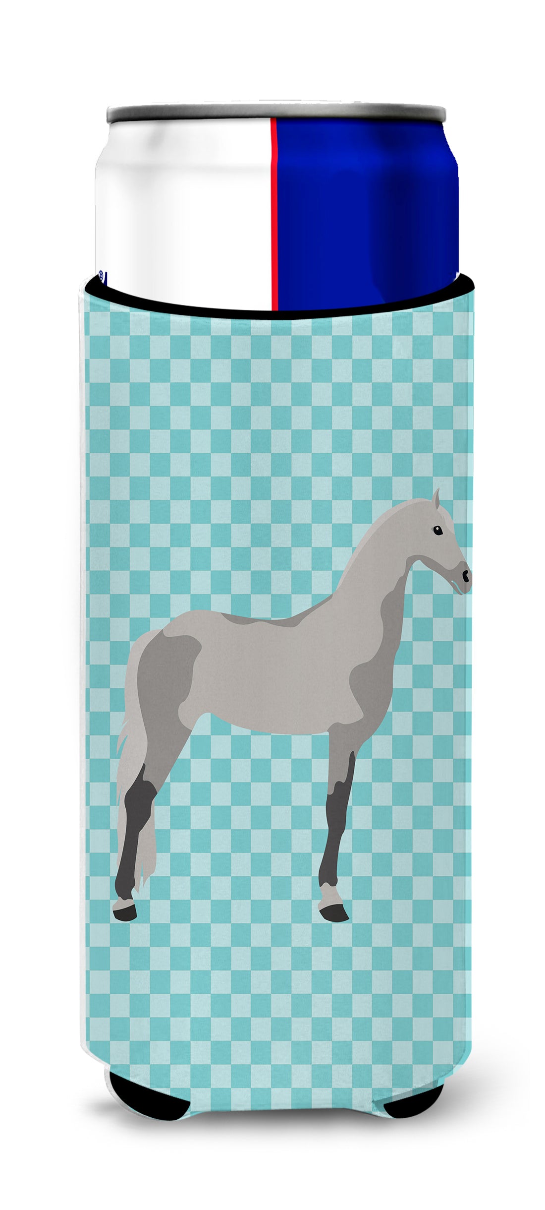 Orlov Trotter Horse Blue Check  Ultra Hugger for slim cans  the-store.com.