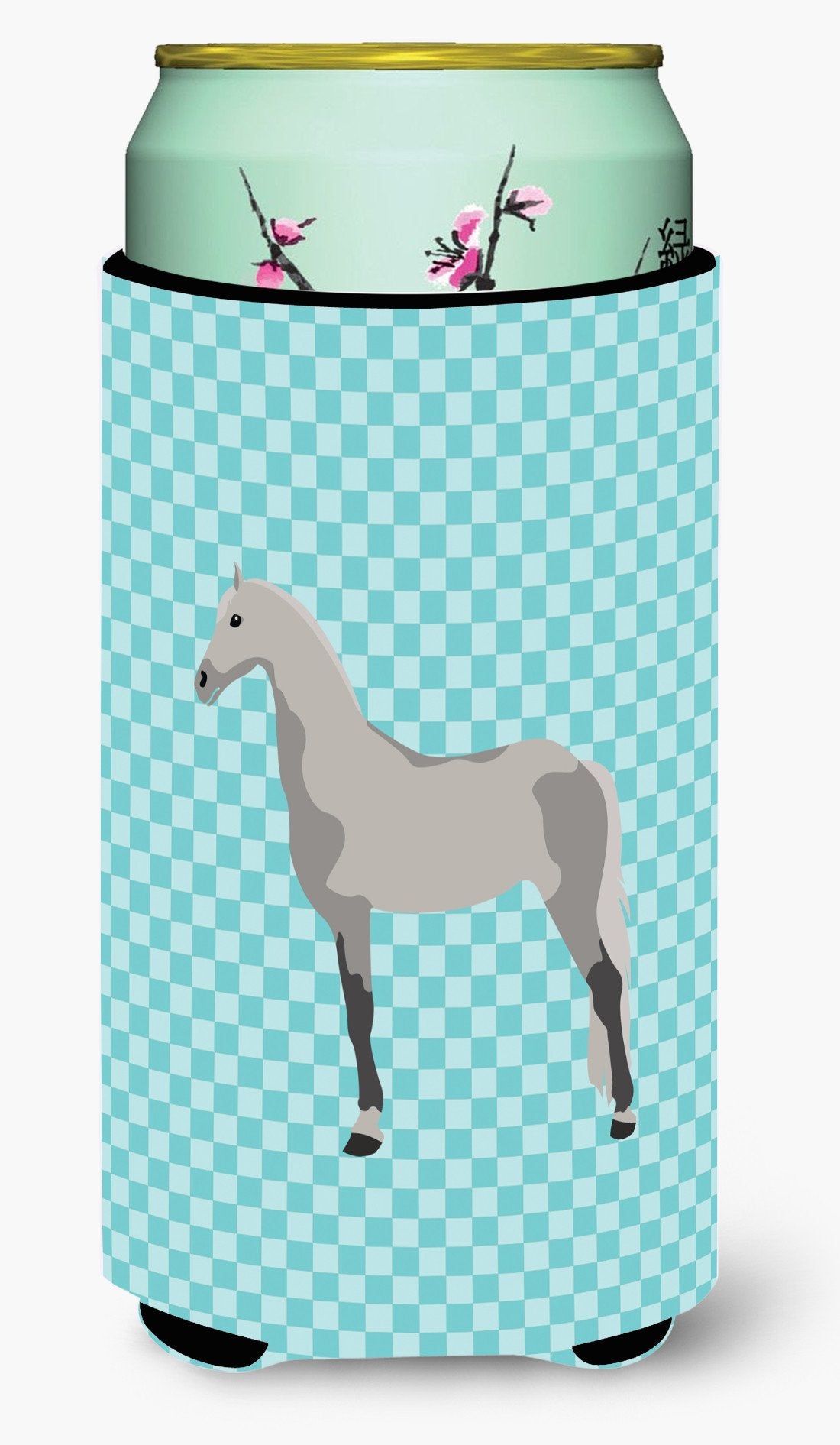 Orlov Trotter Horse Blue Check Tall Boy Beverage Insulator Hugger BB8082TBC by Caroline's Treasures