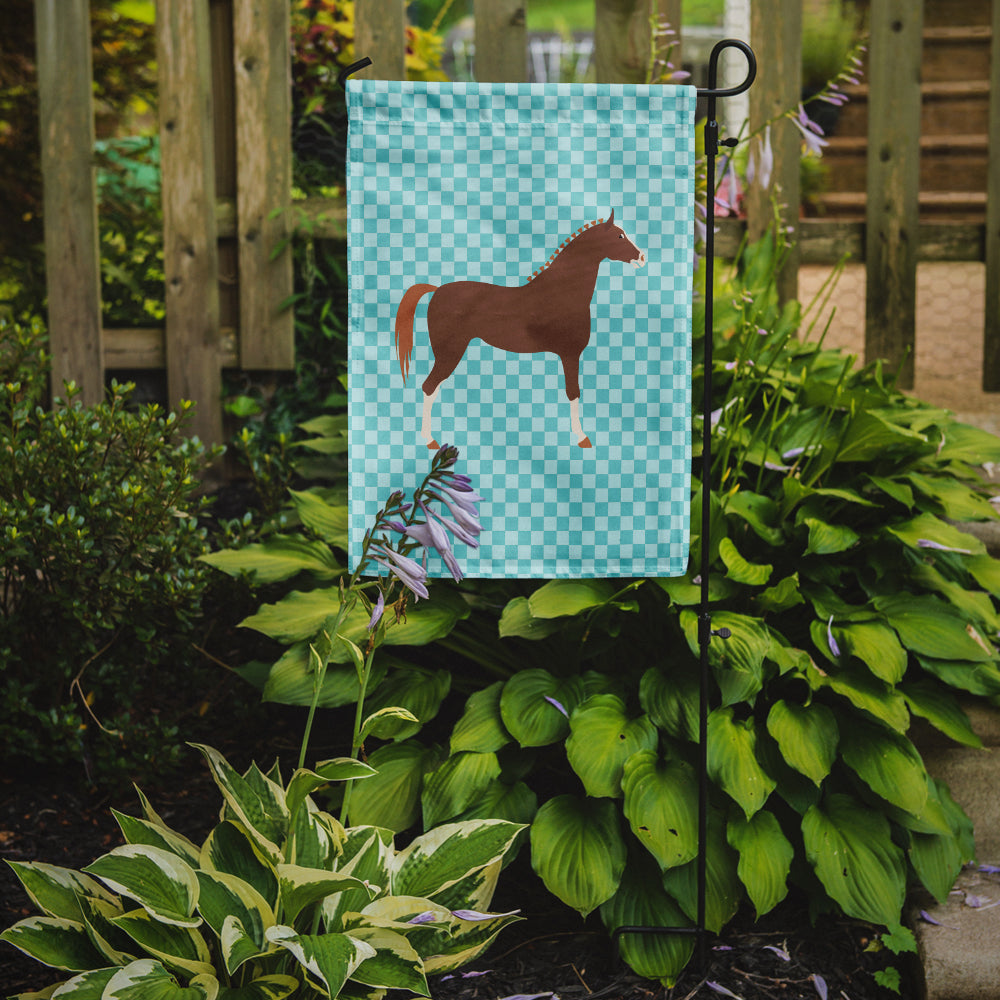 Hannoverian Horse Blue Check Flag Garden Size  the-store.com.