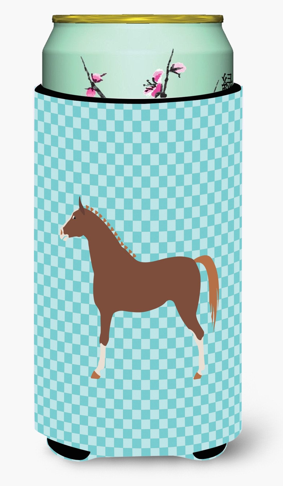 Hannoverian Horse Blue Check Tall Boy Beverage Insulator Hugger BB8083TBC by Caroline's Treasures