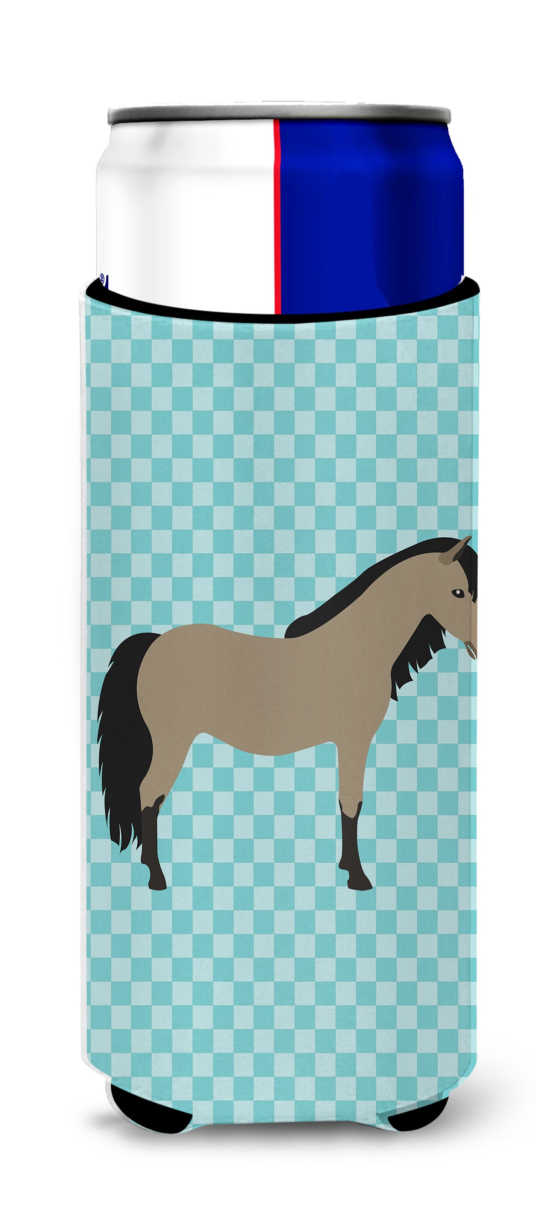 Welsh Pony Horse Blue Check  Ultra Hugger for slim cans  the-store.com.