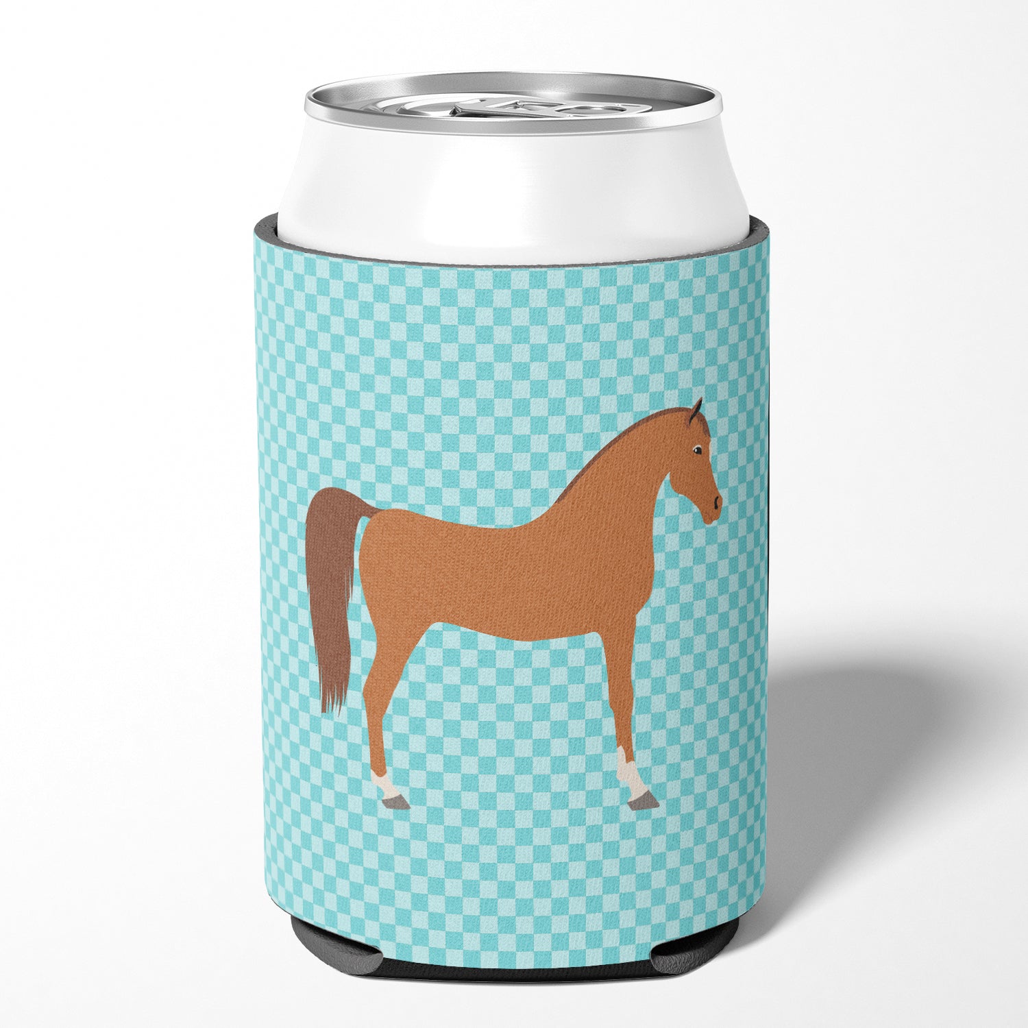 Arabian Horse Blue Check Can or Bottle Hugger BB8085CC  the-store.com.