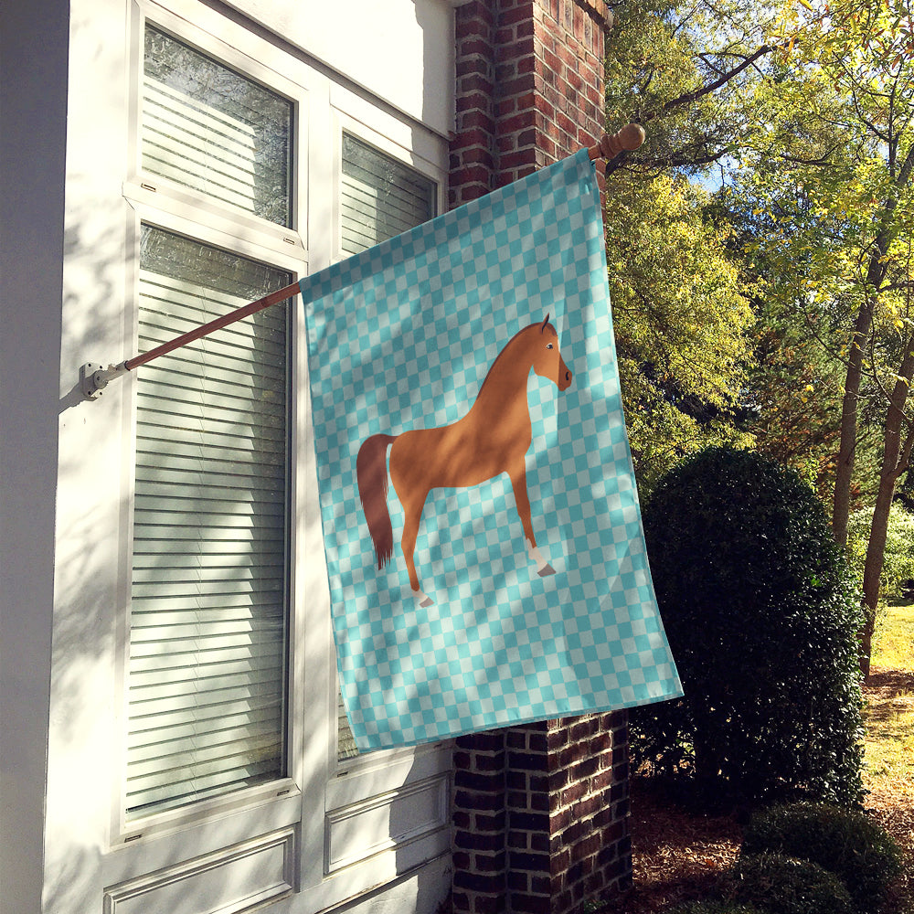 Arabian Horse Blue Check Flag Canvas House Size BB8085CHF  the-store.com.