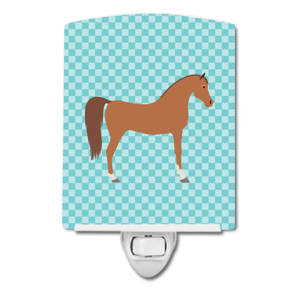 Arabian Horse Blue Check Ceramic Night Light BB8085CNL - the-store.com