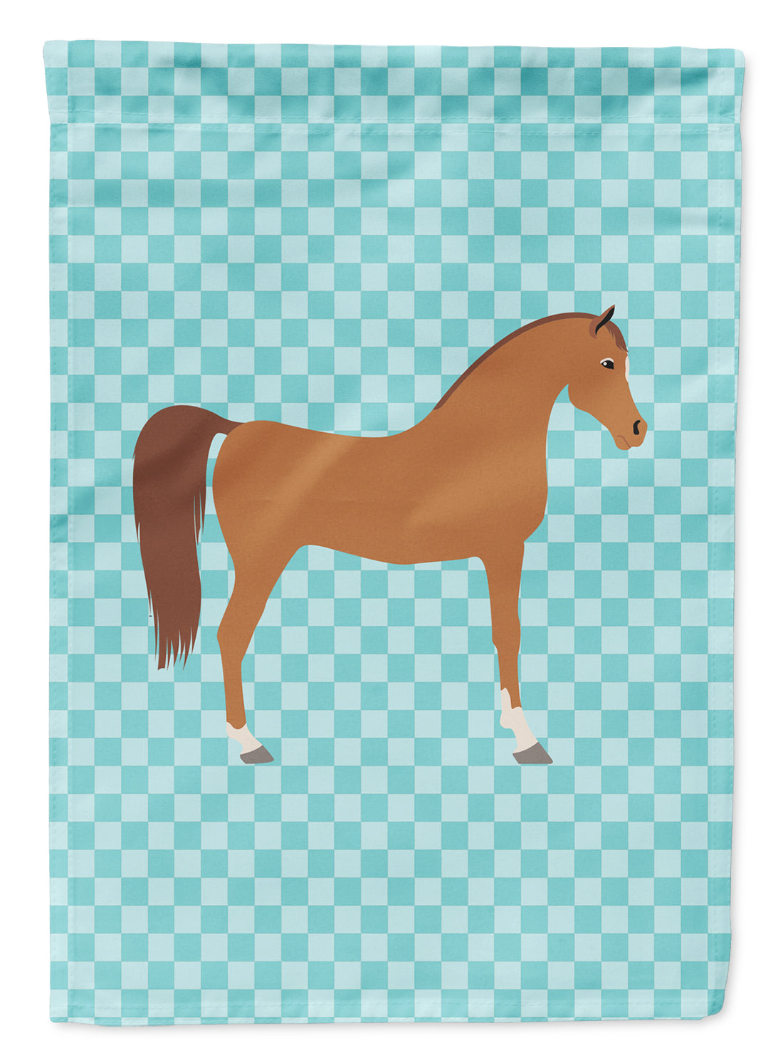 Arabian Horse Blue Check Flag Garden Size  the-store.com.