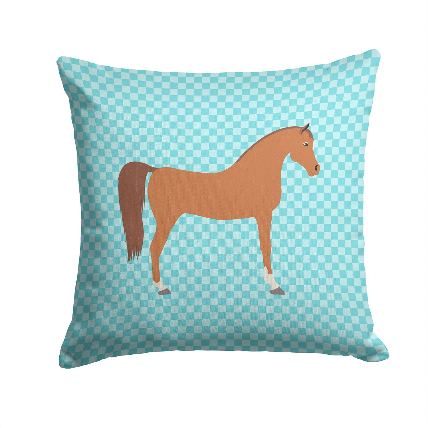 Arabian Horse Blue Check Fabric Decorative Pillow BB8085PW1414 - the-store.com