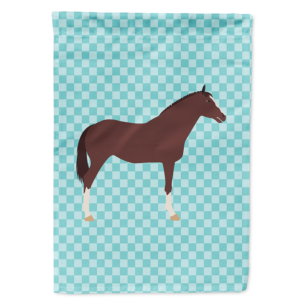 English Thoroughbred Horse Blue Check Flag Canvas House Size BB8087CHF  the-store.com.