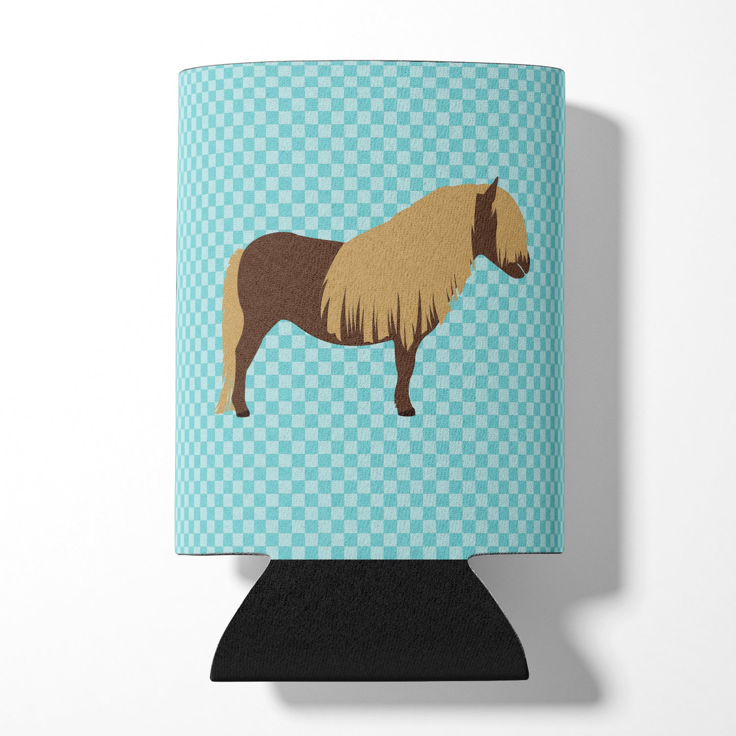 Shetland Pony Horse Blue Check Can or Bottle Hugger BB8088CC  the-store.com.